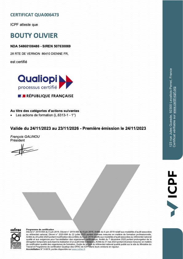 Certificat Qualiopi